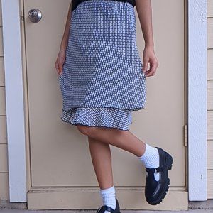 A-line geo print Double Layer Knee-length Skirt